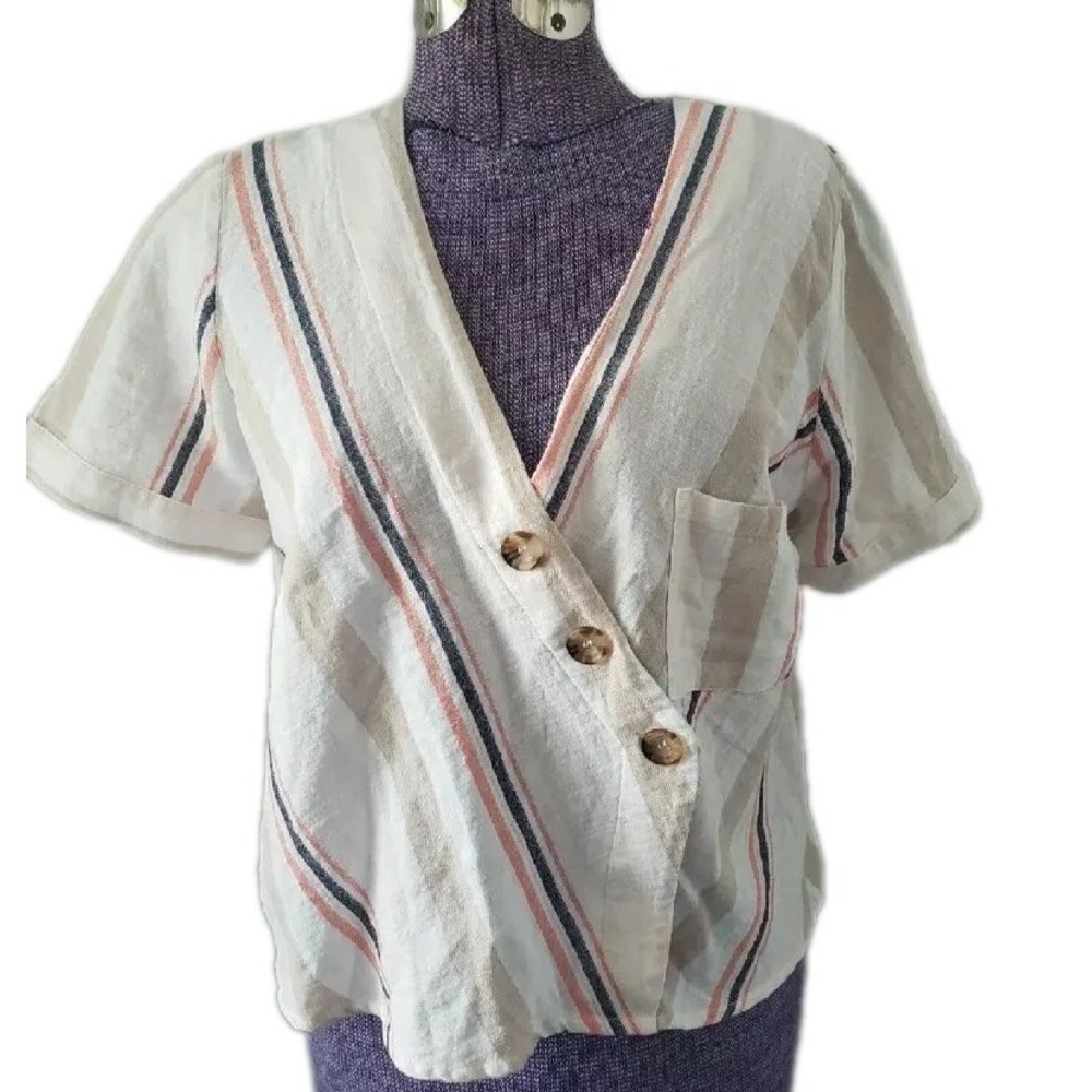 Women's June and Hudson cropped striped Top Sz M